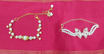 Rose gold AD stones pearl bracelet with handcrafted pearl bead bracelet