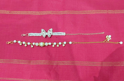 Rose gold AD stones pearl bracelet with handcrafted pearl bead bracelet