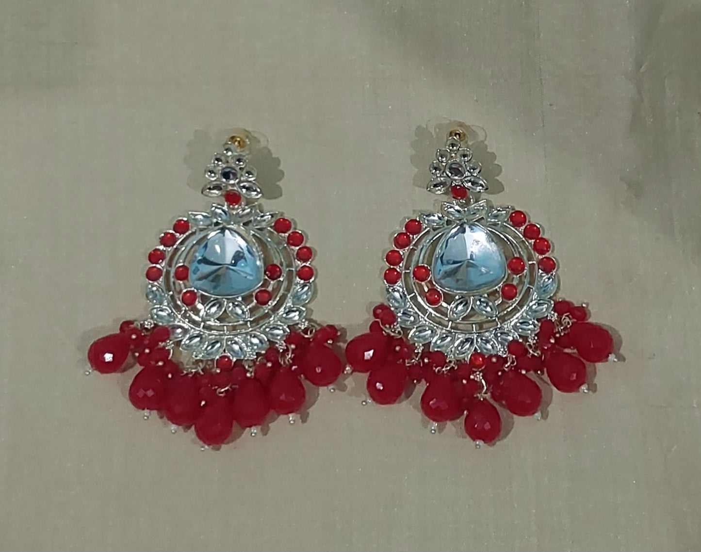 Kundan & beads chandbali earring