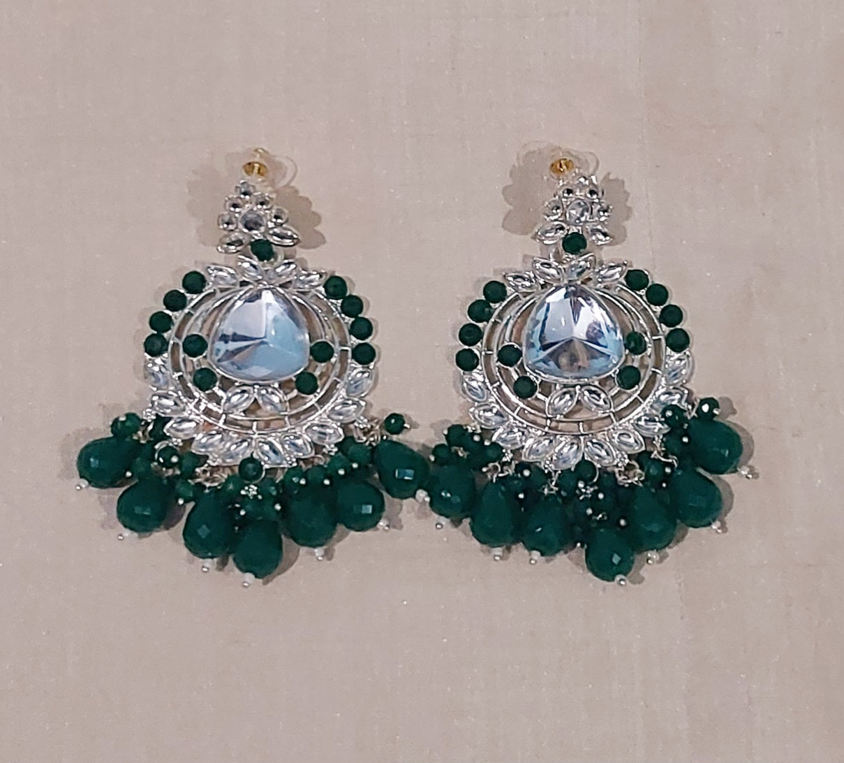 Kundan & beads chandbali earring