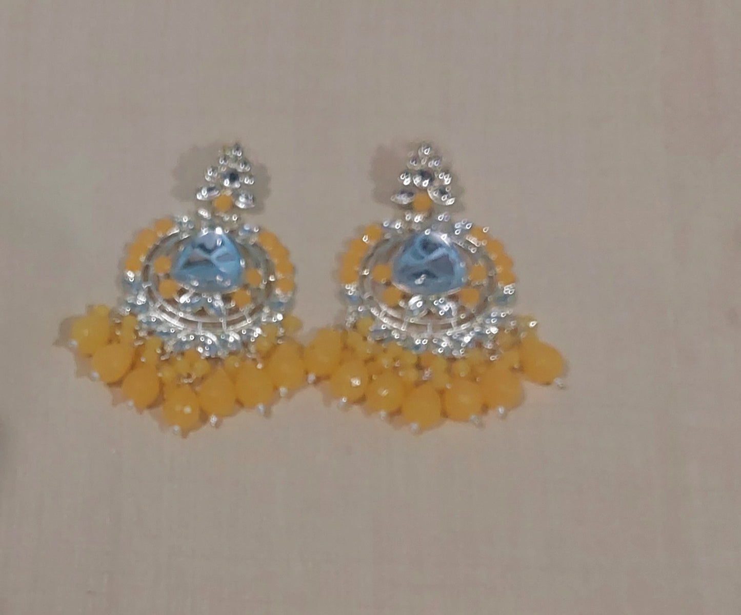 Kundan  & beads chandbali earring