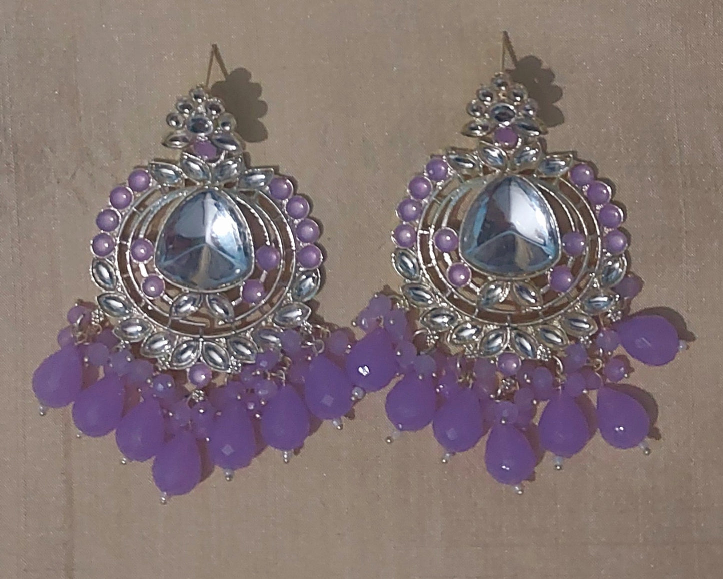 Kundan & beads chandbali earring