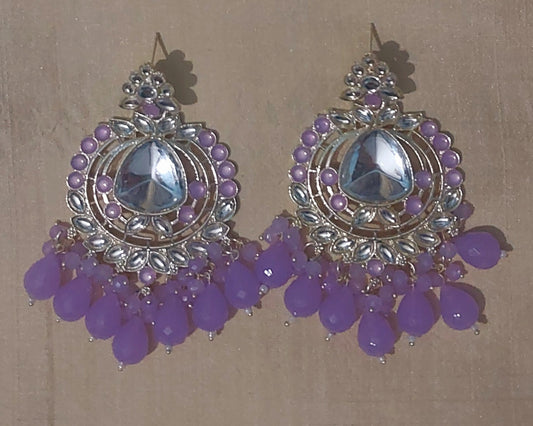 Kundan & beads chandbali earring