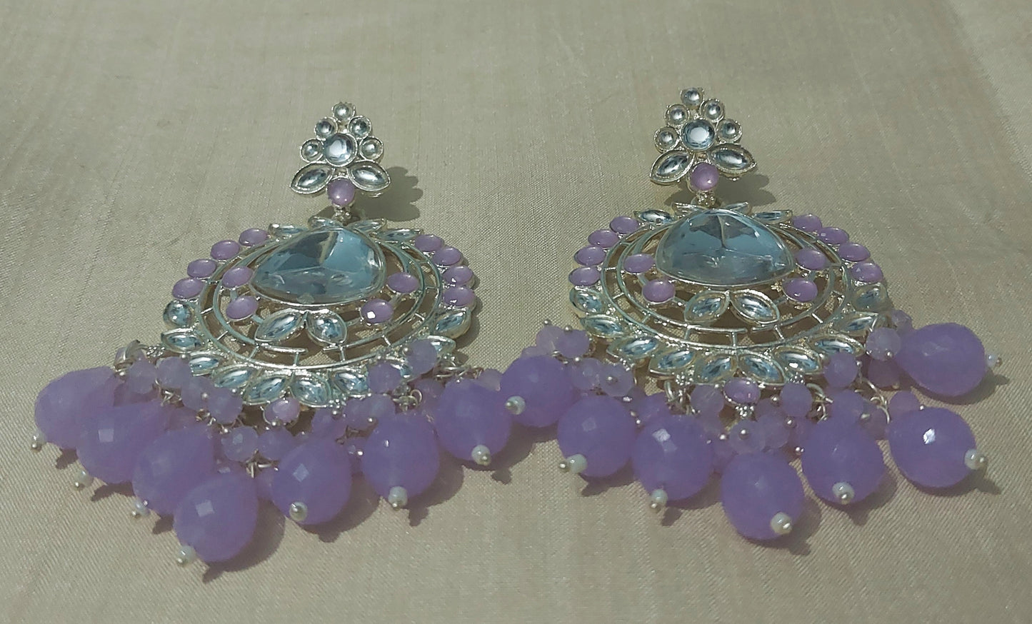 Kundan & beads chandbali earring