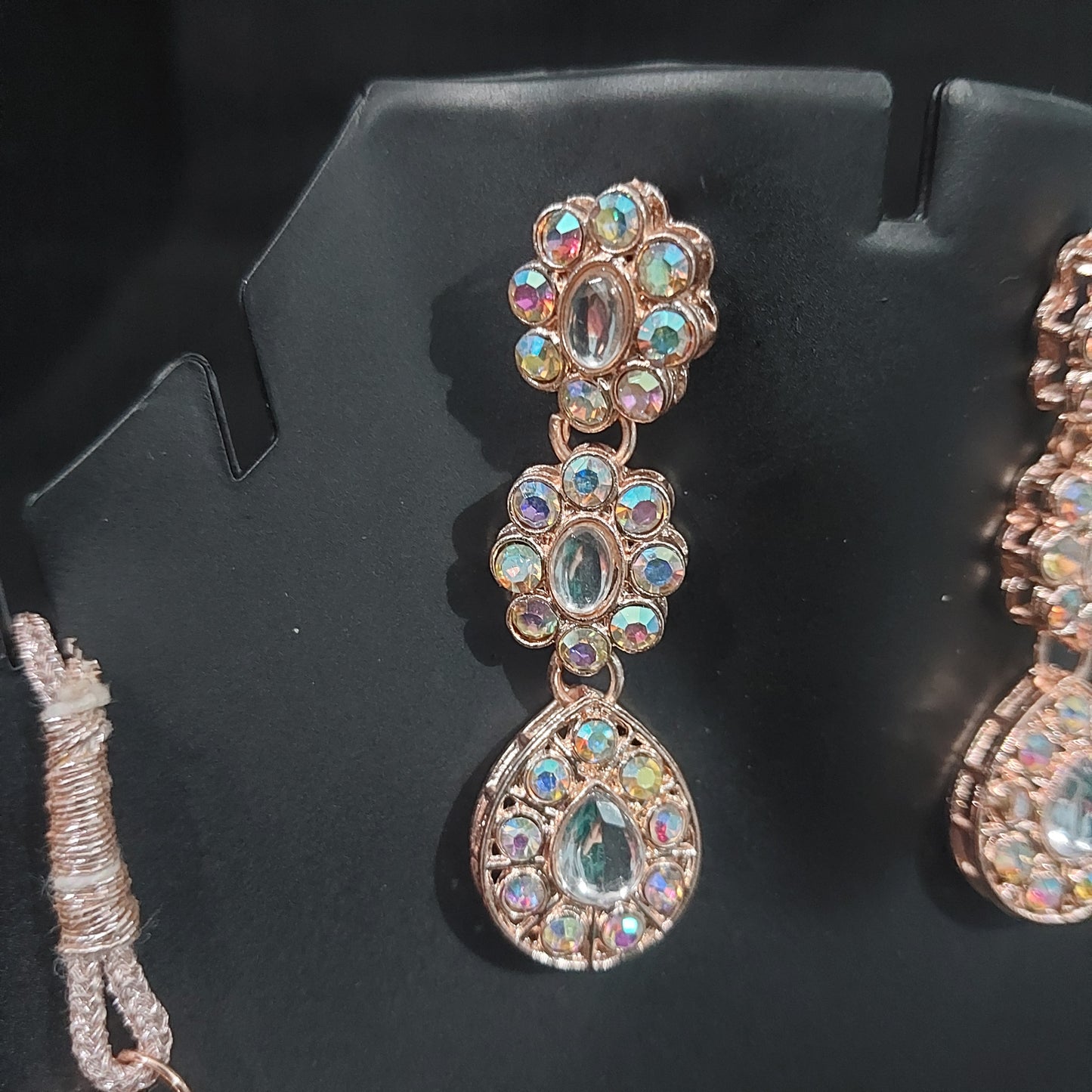 Rose Gold AD stones & kundan necklace and earring