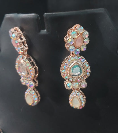 Rose Gold AD stones kundan necklace & earrings