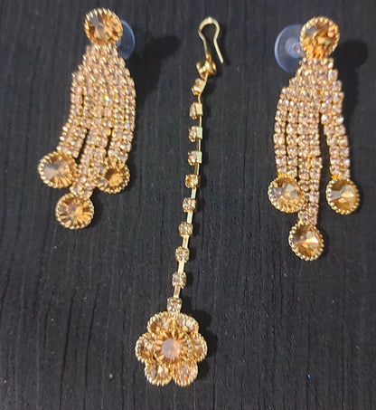 AD stones & Matt finished kundan gold shade necklace & earrings