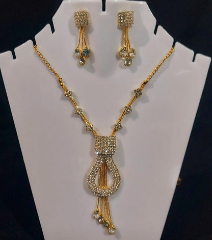 AD stones gold necklace & earrings