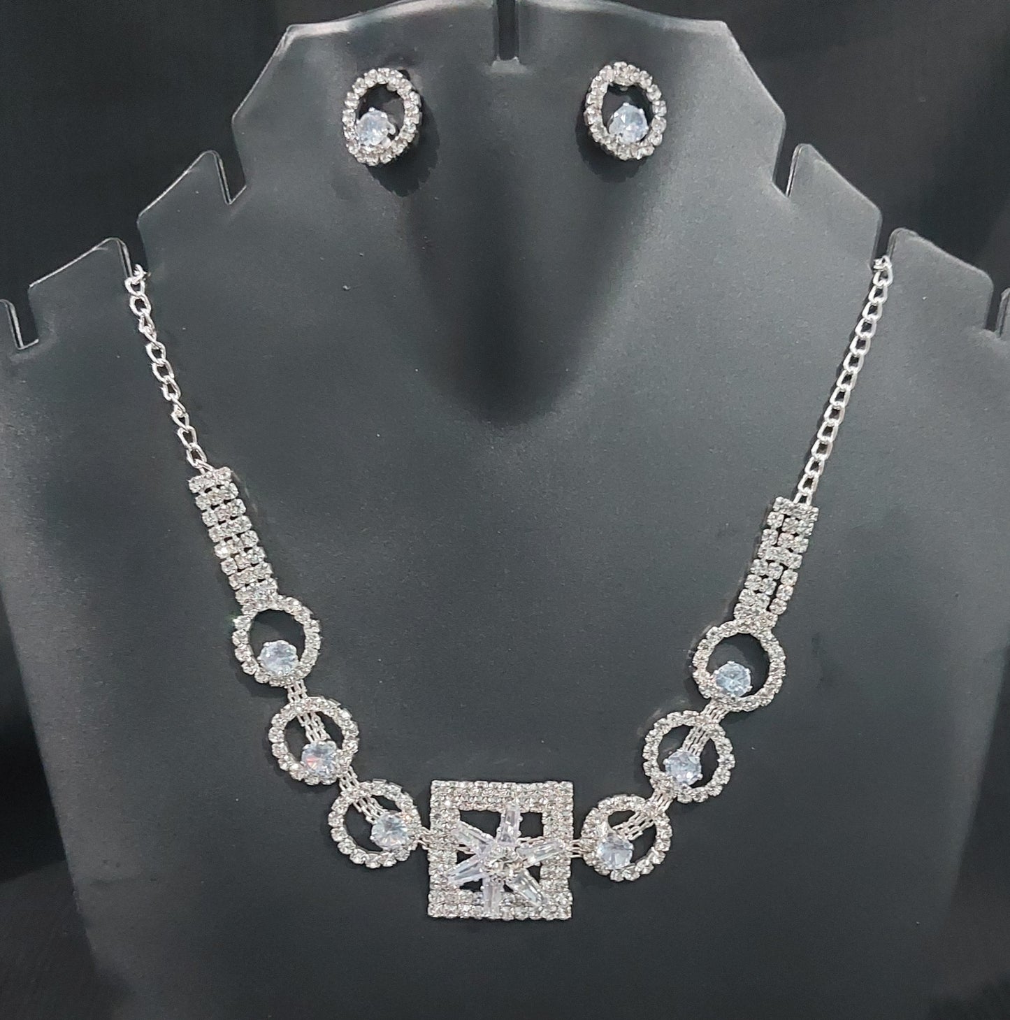 AD stone crystals necklace & earrings