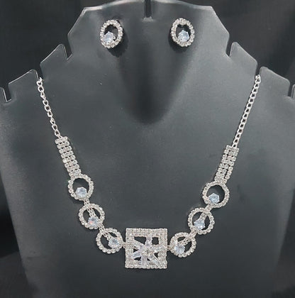 AD stone crystals necklace & earrings