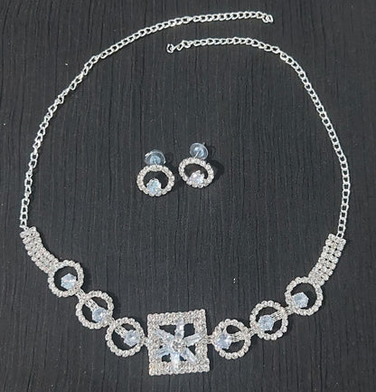 AD stone crystals necklace & earrings