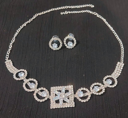 AD stone crystals necklace & earrings