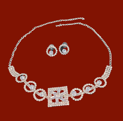 AD stone crystals necklace & earrings