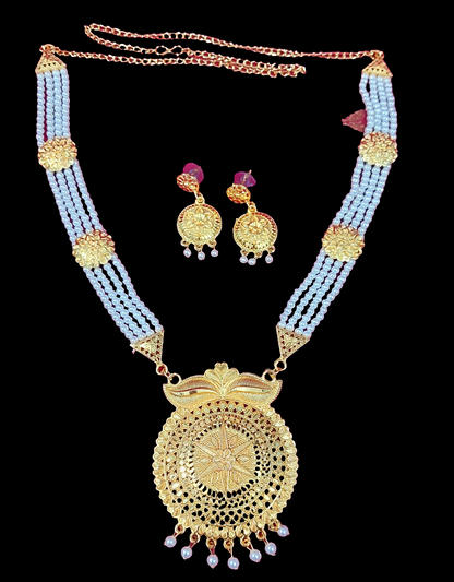 Pearl gold necklace & earrings