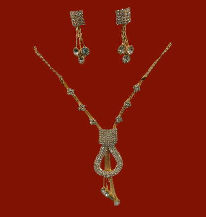 AD stones gold necklace & earrings