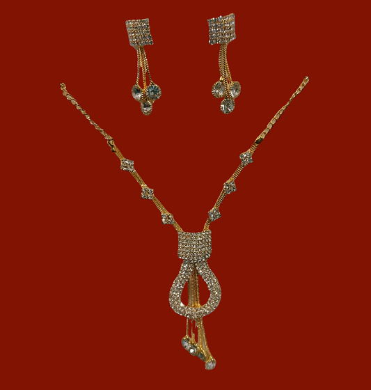 AD stones gold necklace & earrings