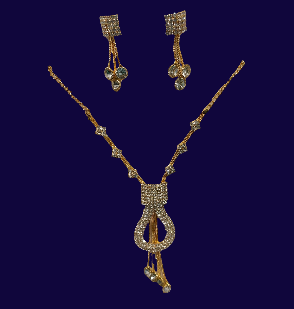 AD stones gold necklace & earrings